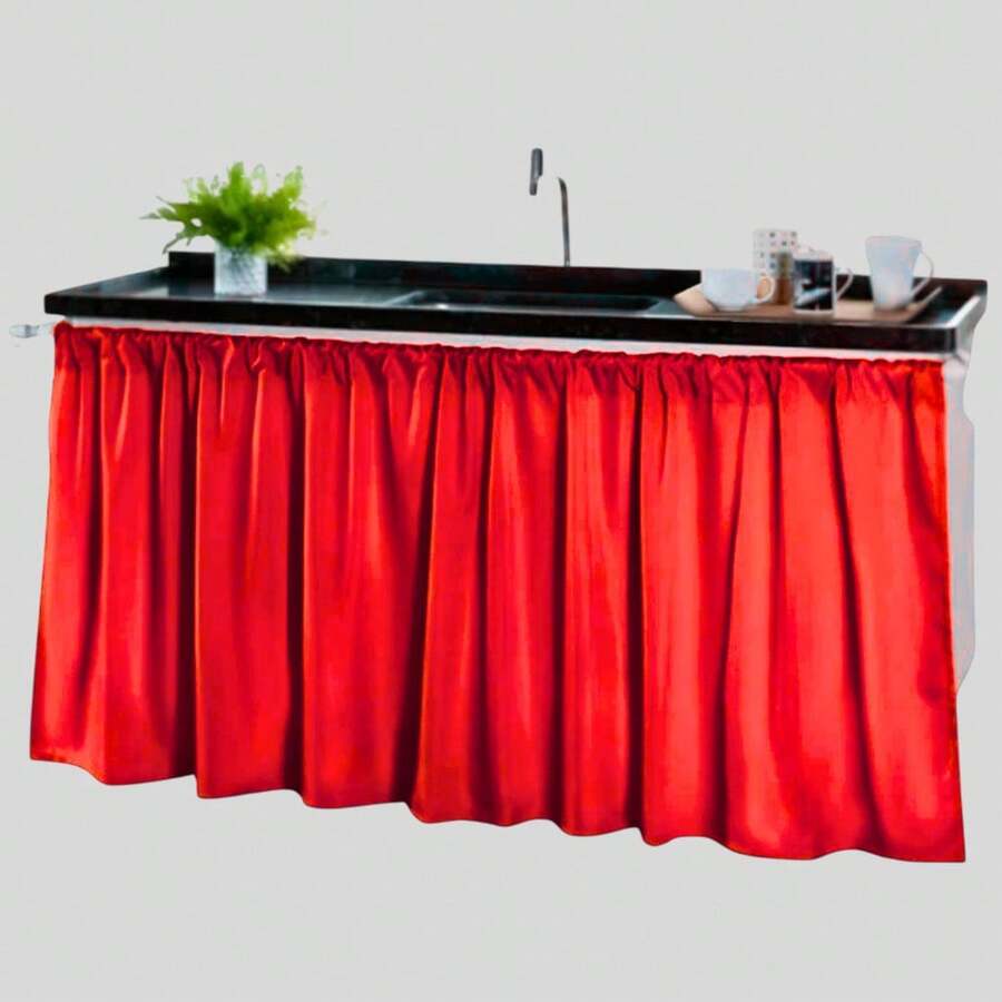Kitchen Sink Curtain Cabinet Modern Elegant 140 X 80cm Countertop Decoration Polyester Cheap Promotion - Cortina de lavabo ROJA - Ver 1