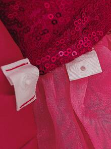 Young Girls Purple Sequin Cap Sleeve Mesh Princess Dress, Suitable For Parties - Hot Pink - View 8