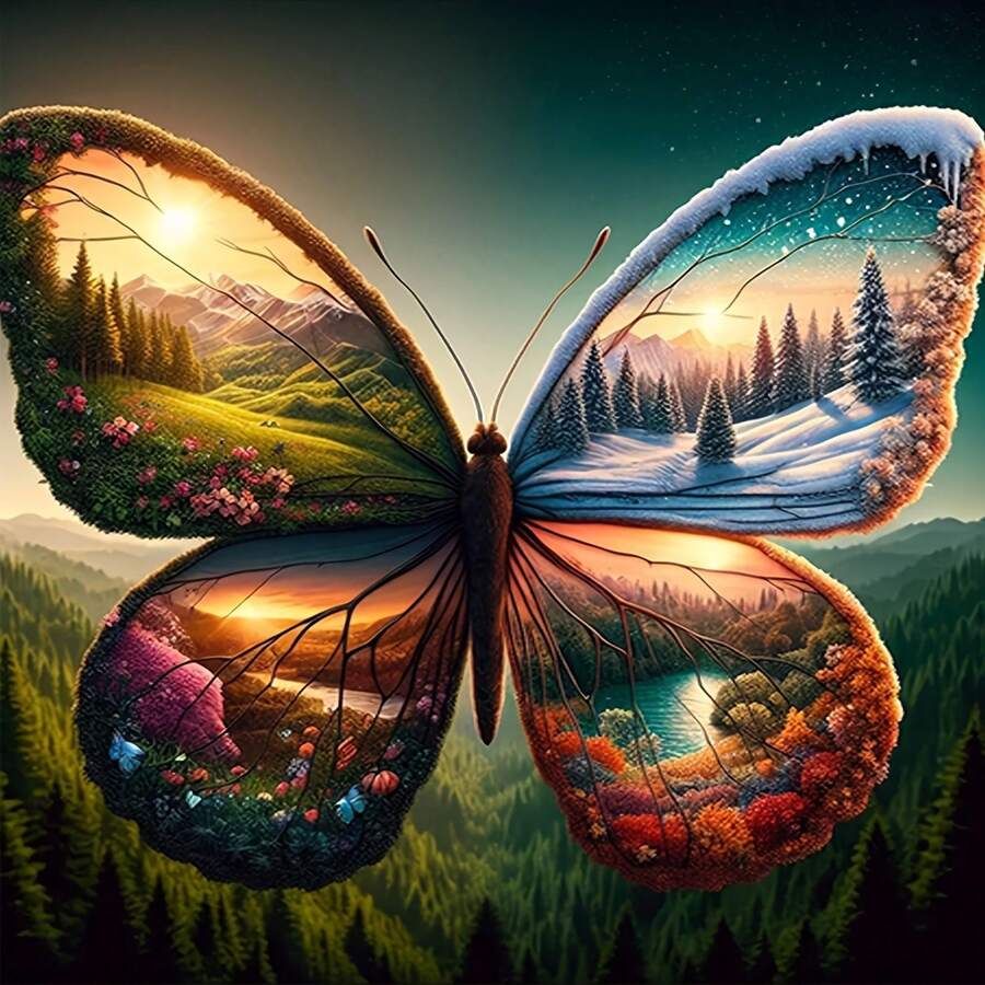 Kit de pintura diamante "Faça você mesmo" 4 estações 39,88 x 39,88 cm - Conjunto de pintura diamante sem moldura, adequado para decoração de sala de estar e quarto