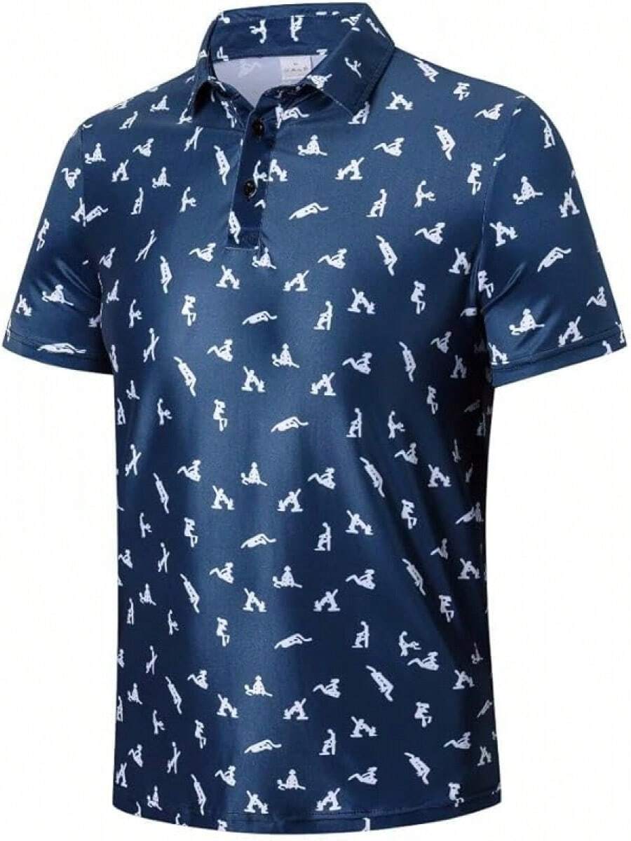 Golf Shirts For Men Moisture Wicking Quick-Dry Print Short Sleeve Performance Golf Polos-2025 - 02 - 查看 1