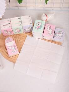 Serviettes en papier à motif d'ours blanc mignon, mouchoirs en papier portables et adorables en mini format, 3/6/9/18 paquets, emballage à motif de poney arc-en-ciel