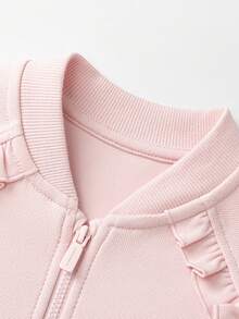 mini bala Girls Lace Baseball Jacket Soft Breathable Comfortable Durable Fall Top - Pink - View 6