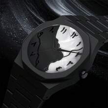 Unisex Black Rubber Strap Quartz Watch, Sports Casual Style, Innovative Design, Adjustable Strap, Round Dial With Rivets, Suitable For Daily Wear, Birthday Gift, Party, Holiday Gathering, Ideal Choice For Yourself Or Friends. (Box Not Included) - Black - View 5
