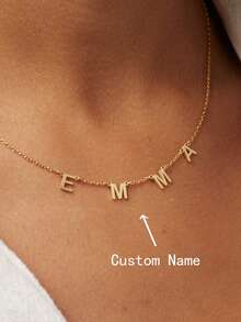 1pc Customized Simple Letter Name Necklace, Personalized Stainless Steel Initial MAMA Pendant Necklace, Ideal Gift For Girlfriend, Mom, Family, Friend, Daughter, Anniversary, Valentine's Day, Mother's Day, Birthday, Graduation, Daily Wear, Wedding, Party