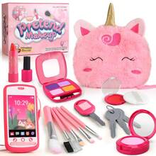 Unicorn Theme Children's Pretend Play Makeup Set, Children's Realistic Makeup Toy Set, Unicorn Theme Gift, Pretend Play Toy Set, Suitable For Little Girls, Halloween/Thanksgiving/Christmas Gift - Multicolor - View 1