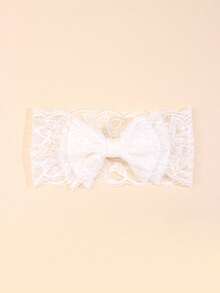 1pc White Lace Headbands For Baby,Solid Color Elegant Hair Bow Hairbands For Toddler Girls,Wedding Holiday Party Headwear For Kids,Kids Baby Hair Accessories Love Valentine