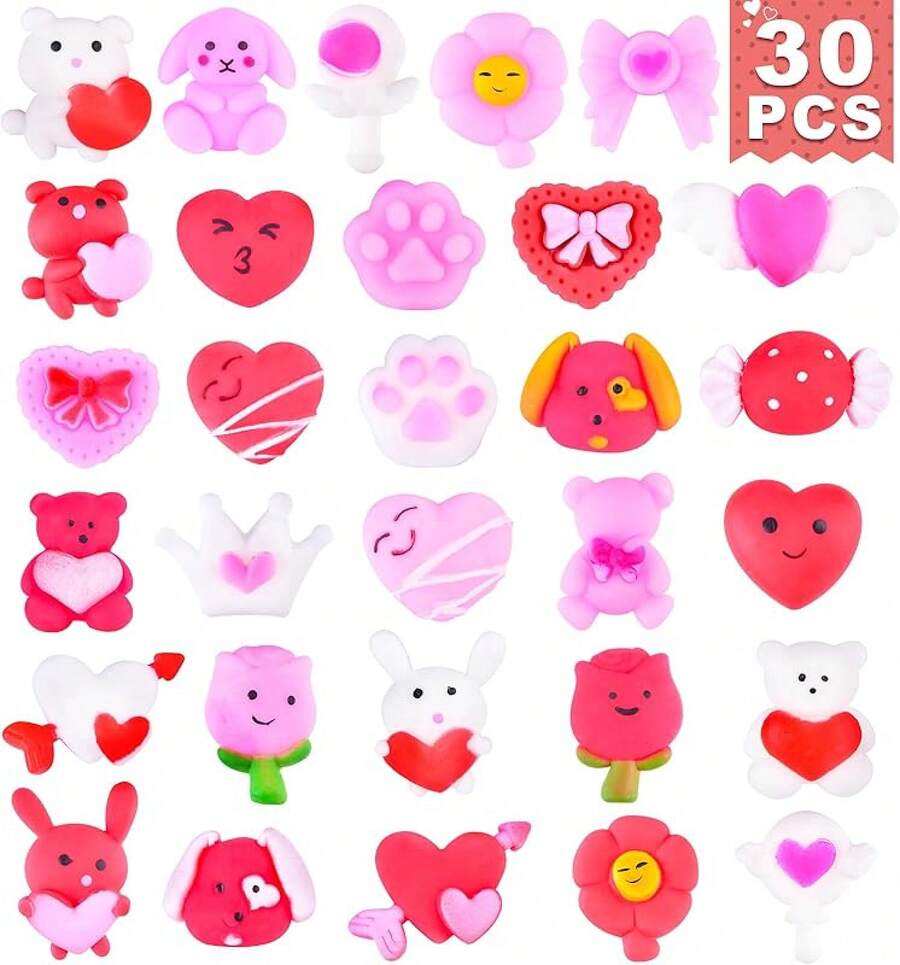 LEEHUR 200PCS Kawaii Squishies, Mochi Squishy Toys For Party Favors, Mini Stress Relief Squishy Fidget Toys For Classroom Prizes For Party Favors Goodie Bags Stuffers With Storage Bag, Office & Home - Lễ tình nhân - Xem 1