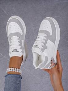 秋冬女士厚底坡跟运动鞋，女士休闲户外运动鞋 - 灰色 - 查看 12