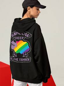 Moletom Blusa OvelhaLGBT Da Familia Oversized Streetwear Uniseex ref-3698 - Preto - Visão 4