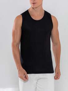 Men's Casual Gym Comfortable Premium Tank Top - 黑色 - 查看 5
