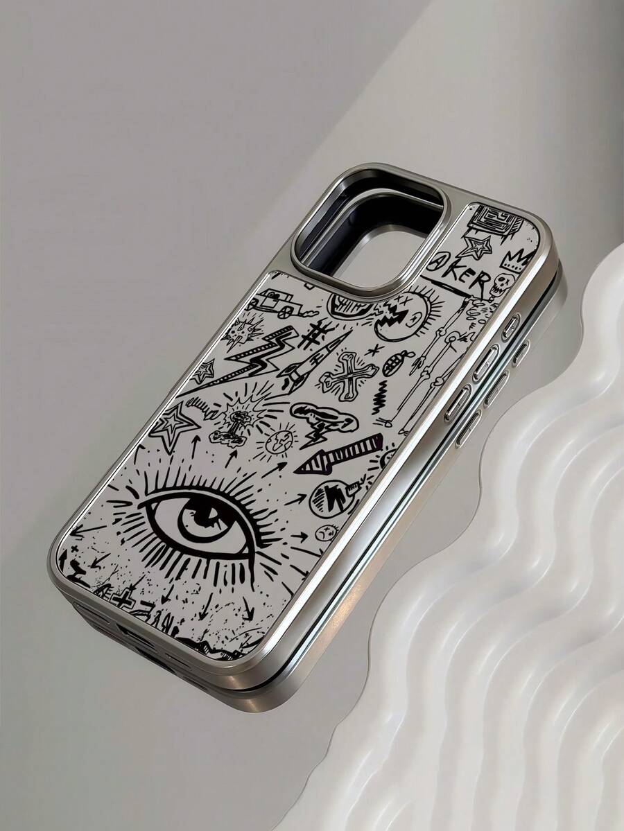 WeiMi 1 buah Casing Ponsel Minimalis Personalisasi dengan Pola Grafiti Ajaib untuk Ramalan Nasib, Lapisan Perak, Tahan Air, Tahan Guncangan, dan Anti Selip, Kompatibel dengan Ponsel Apple - MultiWarna - View 1