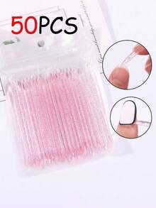 300/100/50/10Pcs Orange Wood Stick For Cuticle Pusher & Nail Cleaning, Suitable For Nail Salons & Diy Nail Art - 粉色 - 查看 13