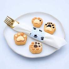 200 Pcs Paw Print Paper Napkin Rings - WhiteBlack Pet Decor Party, Dinner Events - 029