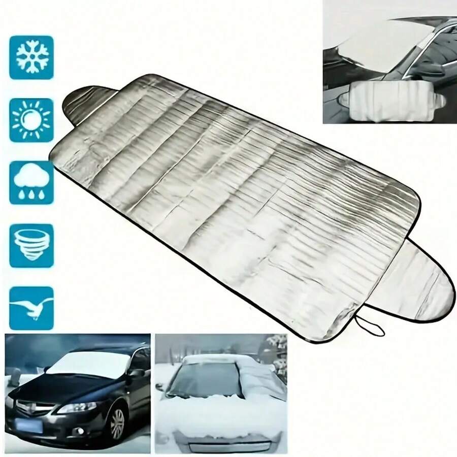 汽车挡风玻璃防雪罩，防冻挡风玻璃罩，磁吸式前窗遮阳板，加厚保护罩/汽车挡风玻璃防雪防紫外线罩，前窗防霜户外保护罩，适用于大多数车型，四季皆宜 - 銀色 - 查看 1