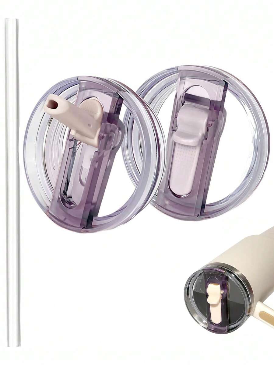 Compatible With Stanley Cup Accessories 40 Oz Tumbler Flip Straw Lid Replacement Fit For , Leak Proof For Lid Replacement Spill Proof Reusable Tumbler Cover Compatible With 40oz Cup Accessories White Black Beige Blue Pink - Multicolor - View 1