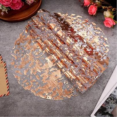 120pcs Elegant Gold Disposable Placemats - 33*33cm, Round Polyester Table Mats With Shiny Mesh Design, Suitable For Weddings, Birthdays, Festivals - Ideal For Catering And Home Decor, Tablemats