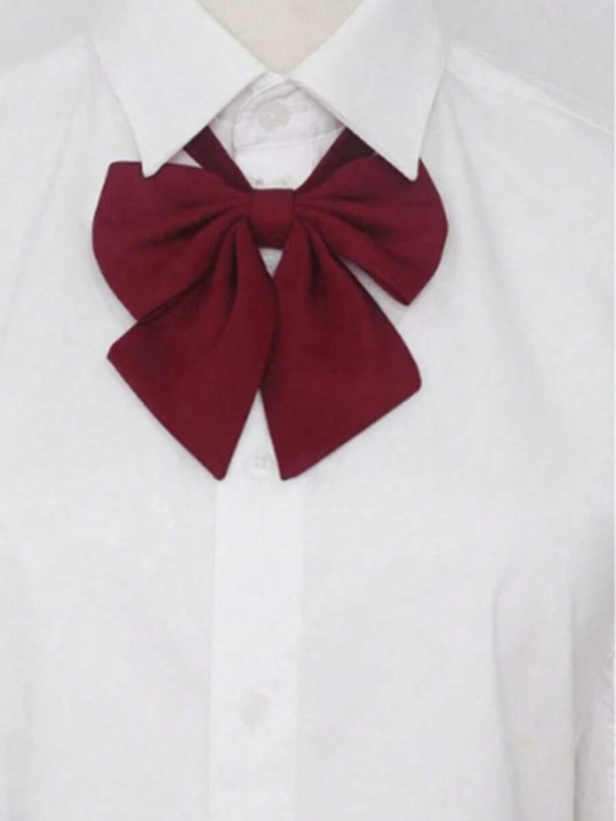1 Stück handgemachte Polyester einfarbige JK abnehmbare Fliege, geeignet für Schuluniform, Alltagskleidung und Feiern, große Größe für Weihnachtsdekor - Rot - Übersicht 1