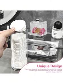 3 件透明卸妆圆形垫容器，分配器棉签盒带竹盖化妆，圆形垫，化妆品收纳盒夏季旅行，度假家居浴室装饰节日化妆品收纳浴室配件返校 - 彩色 - 查看 12