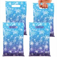 10/20/50Pcs Snowflake Gift Bags Winter Snowflake Party Favor Bags Blue And Purple Snowflake Bags With Handles For Frozen Birthday Party Decorations Winter Wonderland Party Supplies Christmas Decorations - Blue - View 1