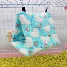 1pc Soft & Cozy Warm Plush Heart Pattern Triangle Hammock Bird Nest, Suitable For Cockatiel, Parrotlet & Other Small-Medium Parrots To Sleep, Rest, Play. Multi-Size & Color Options, Detachable Metal Hook For Cleaning, Applicable For Autumn & Winter