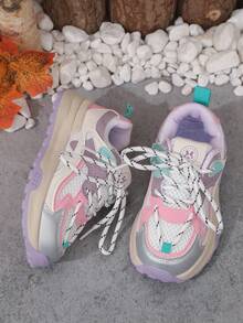 1 par de zapatillas deportivas clásicas de estilo europeo con cierre de gancho y bucle antideslizante de PU, adecuadas para el otoño