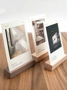 1 pieza Soporte de madera para tarjetas postales, Soporte de escritorio creativo para tarjetas, Soporte para calendario, Exhibidor de tarjetas de presentación, Base de madera maciza de haya - Multicolor - Ver 1