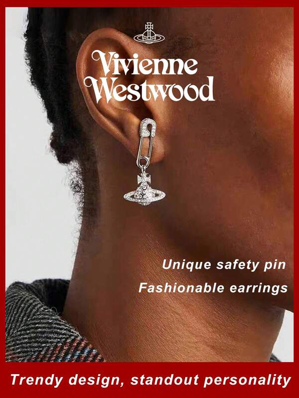 Vivienne Westwood Fashionable & Elegant Zirconia Planet Clip-On Earrings