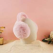 1 paquet de cache-oreilles souples et élastiques pour femmes - style mignon de dessin animé rose et blanc, à laver à la main seulement, accessoire pour temps froid