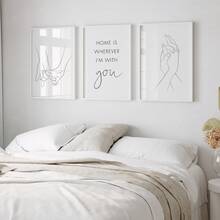 3 Stücke/Set, Leinwandkunst, gerahmte Wanddekoration, Paar-Zimmer Dekoration, Akzent für Schlafzimmer-Kopfteil, Linienkunst, romantische Wandgalerie, Wandkunst für Neuvermahlte Wohnzimmer, Valentinstag Dekoration, Hochzeitsdekoration, Zimmer Dekoration, Schlafzimmer Dekoration, Wohnzimmer Dekoration