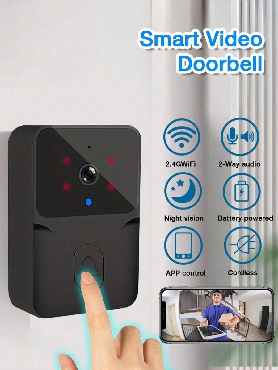 Table Lamp Smart Wireless Video Doorbell With Night Vision, 2-Way Audio & APP Control, Motion Detection, Easy To Install For Home Security