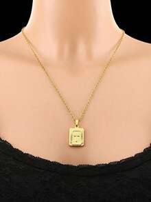 1pc Fashionable Minimalist 18K Stainless Steel Double-Sided Cross Pendant Necklace, Unisex Versatile Sweatshirt/Hoodie Chain