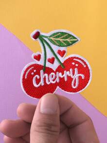 12pcs Red Letter Bow Cherry Embroidered Patches, DIY Iron-On Sewing Applique For Clothing, Shoes, Bags, Accessories - Multicolor - View 4