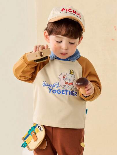 mini bala Kids Dumbo Cartoon Long Sleeve Tee Soft Comfortable Cute Everyday Top