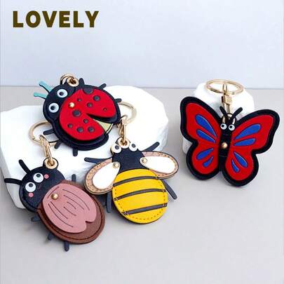 حافظة واقية جلدية مبتكرة وجميلة بتصميم حشرات كالفراشة والنحلة لجهاز AirTag، حامل بطاقة الهوية، سلسلة مفاتيح، تعليقة حقيبة، هدية صغيرة للأصدقاء