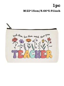 教师礼物，女士铅笔盒和化妆包 | 最佳教师礼物，白色化妆包收纳袋，旅行必需品和学校用品袋，轻便拉链手拿包，教师节礼物创意 - 彩色 - 查看 13