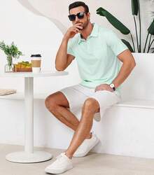 Mens Golf Shirt Short Sleeve Dry Fit Print Moisture Wicking Performance Patterns Collared Polo Shirt With Pocket-2025 - màu xanh lá - Xem 4