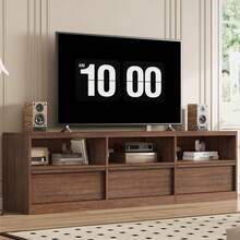 Ataucjin Mid Century Modern TV Stand For 65 70 75 Inch TVs,Industrial Media Console Entertainment Center With 3 Drawers & Open Shelves,TV Stand For Living Room & Bedroom - Brown - View 7