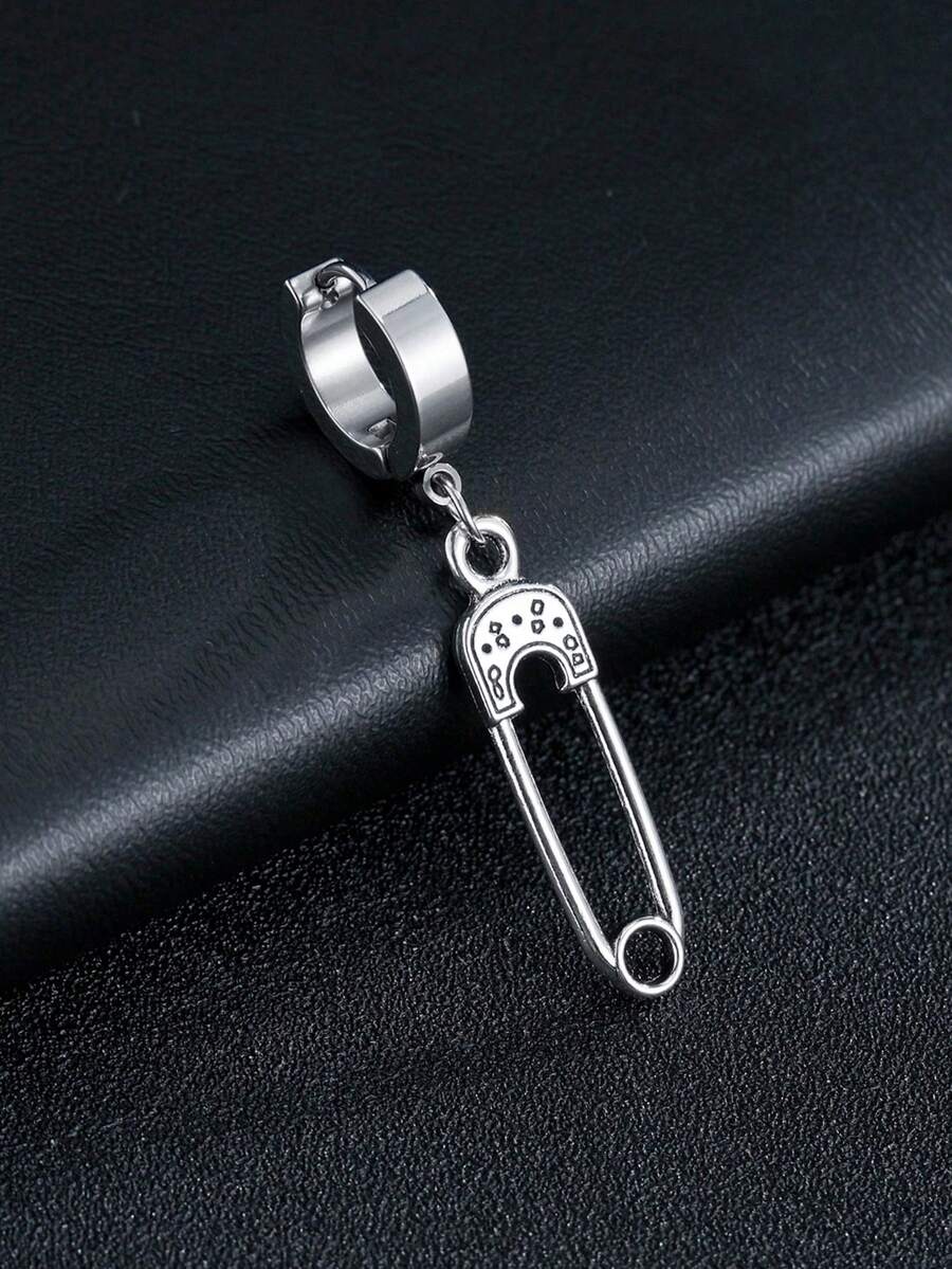 1 对不锈钢安全别针耳环，男女通用设计 - 別針耳墜 - 查看 1