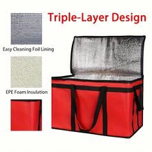Insulated Food Delivery Bags, XXXL Hot And Cold Pizza Delivery Bags, Commercial Large Capacity Insulated Bags, Doordash Catering Cooler Bags, Party Warmers - Đỏ - Xem 3
