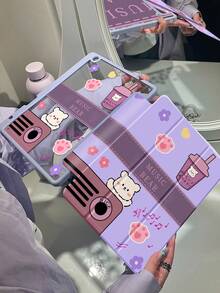 这款精美可爱的卡通熊字母双面亚克力水晶透明背壳防震高级保护套，防震耐用，兼容iPad第7代、第8代（10.2英寸）和第10代。它内置笔槽，支持睡眠/唤醒功能，并具备多种折叠支架模式。是万圣节和新年送礼的绝佳选择。 - 彩色 - 查看 4