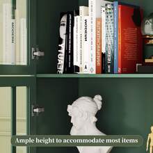 Arched Bookcase,71" Tall Arched Cabinet With Glass Door Drawers And Shelves,Arched Kichen China Pantry For Living Room,Dining Room - màu xanh lá - Xem 3