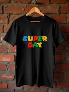 Basic LGBT Super Gay Premium Unisex T-Shirt Ref-3691 - 黑色 - 查看 4