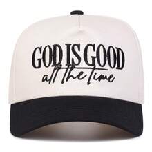 1 件男士“God Is Good All The Time”刺绣字母卡车司机帽，休闲街头时尚棒球帽，适合春季、秋季、旅行、海滩度假 - 彩色 - 查看 11