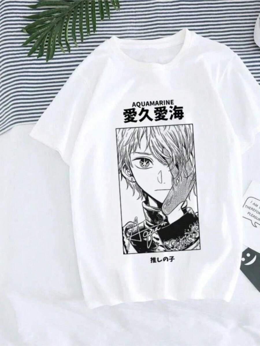 Fashion Women T-Shirt Manga Anime Oshi No Ko Harajuku Ullzang T Shirt Female Ai Ruby Akane Aquamarine Hoshino Clothes Tops - White - View 1
