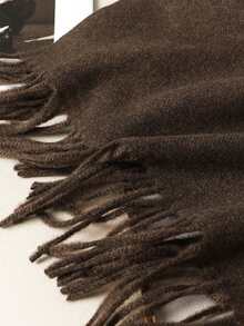 1pc Women's Minimalist Solid Color Faux Cashmere Scarf, Collegiate Style Shawl, Suitable For Seasonal Transition, Daily Wear, Windproof And Warm, New Year Gift - Brown - View 5