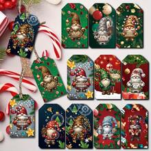 10 بطاقات تهنئة عيد الميلاد بتصميم سانتا كلوز والرنة، مناسبة لتعليقات الهدايا والديكورات، ملصقات جميلة للأقزام - مصنوعة من الورق، لا تحتاج إلى بطارية، ذات موضوع عيد الميلاد