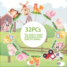 17 件农场动物蛋糕装饰，牛、鸡、羊、拖拉机元素，非常适合感恩节和农场主题生日派对，营造温馨的感恩节氛围，感恩节、宰牲节、农场主题生日派对装饰