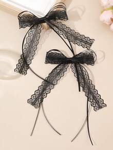 2 件白色和黑色薄纱蝴蝶结发夹，蕾丝压缩夹蝴蝶结发夹，适合女孩青少年礼物婚礼派对的甜美发饰 - 彩色 - 查看 8