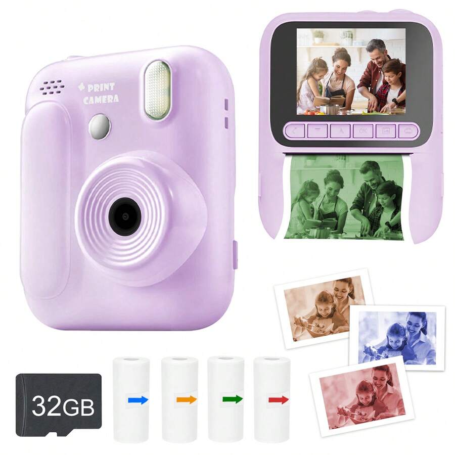 Kids Camera Instant Cameras That Print Photos,3-12 Year Old Girl Birthday 1080P HD Kids Digital Camera For Girls, Gifts Toy Camera For Kids With Print Photo Paper, Ideal Kids Toys Gifts For Boys & Girls 6-14 Age With 4 Rolls Print Paper,For 3 4 5 6 7 8 Year Old Girls Boy