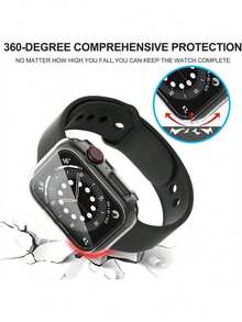2PCS Transparent Watch Protective Case Compatible With Apple Watch 40mm/41mm/42mm/44mm/45mm/46mm/49mm, Anti-Drop Anti-Scratch Hard PC + Tempered Glass Film Integrated Case Compatible With Apple Watch Ultra/SE/12/11/10/9/8/7/6/5/4 Series Compatible With Apple Watch Men/Women Casual Sports Watch Case - Transparent + Transparent - View 3
